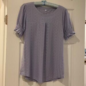 Jiflora Ruffle Sleeve Eyelet Blouse
